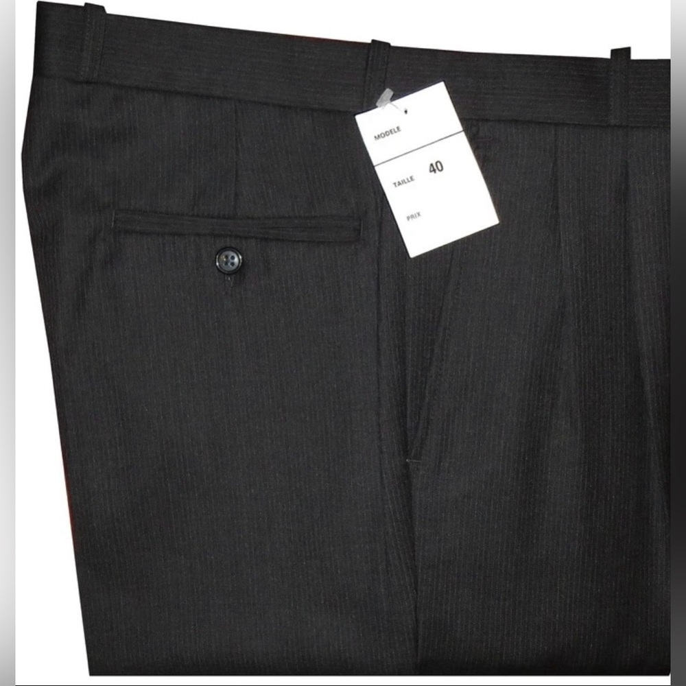 NEW CARTIER PANTS 32 MADE FRANCE MENS DRESS CHARCOAL GRAY PENCIL STRIPE WATCH